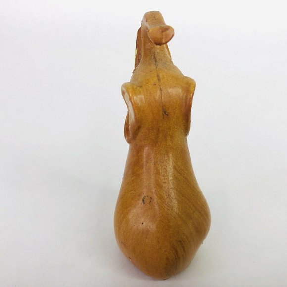 2 Elephant Figurines Wood Look Made Hong Kong Jewel Eyes Trunks Up Kitsch Decor - Picture 11 of 12